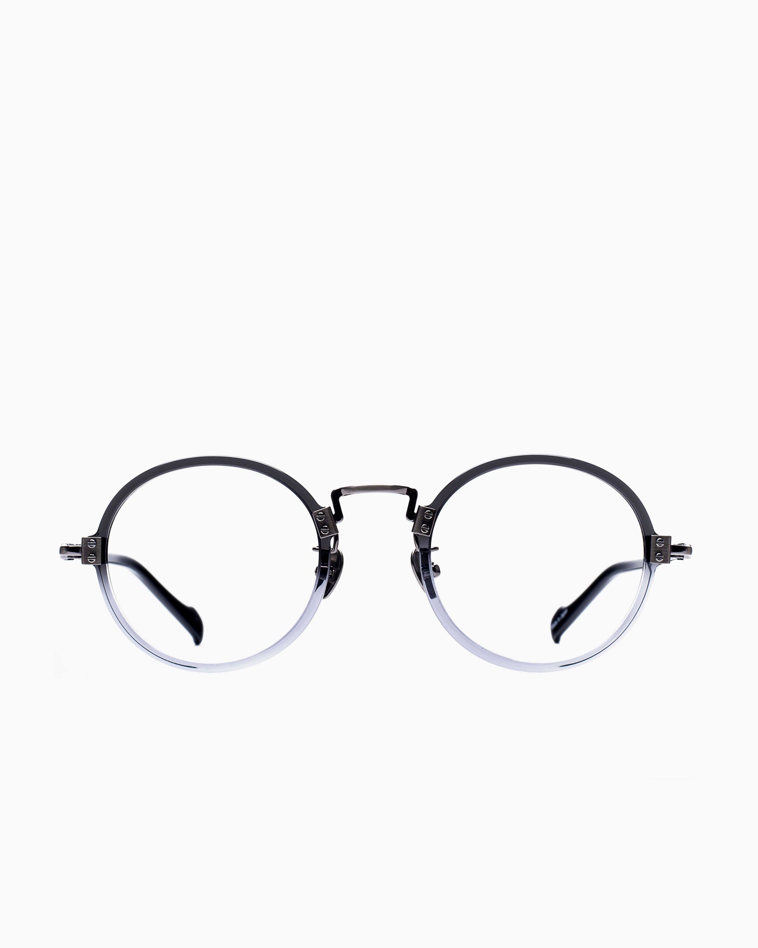 grey metal round eyeglasses by Yohji Yamamoto model 19-0037, front view, lunettes de vue Gris rond