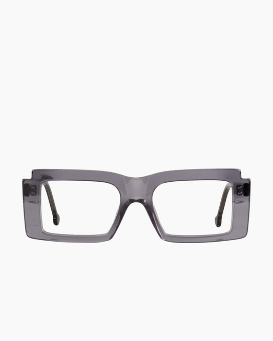 grey plastic rectangle eyeglasses by Marie-Sophie Dion model Léveillé, front view, lunettes de vue rectangle couleur Gris