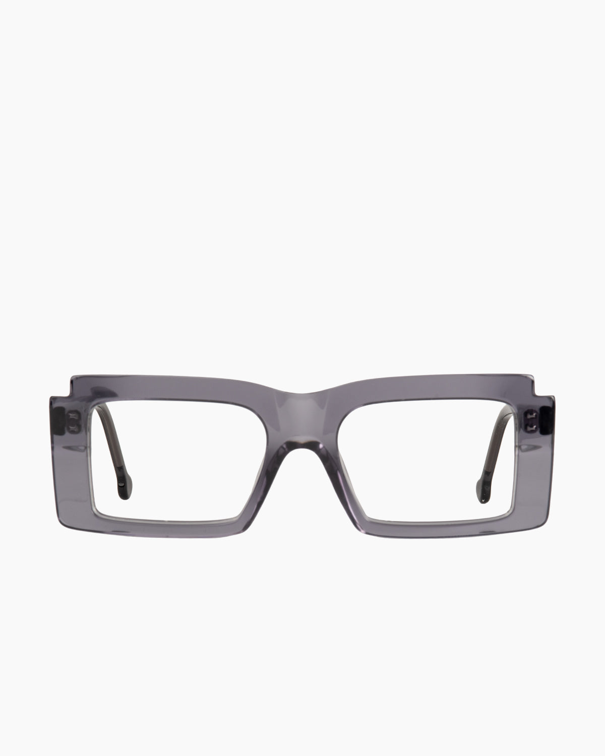 grey plastic rectangle eyeglasses by Marie-Sophie Dion model Léveillé, front view, lunettes de vue rectangle couleur Gris
