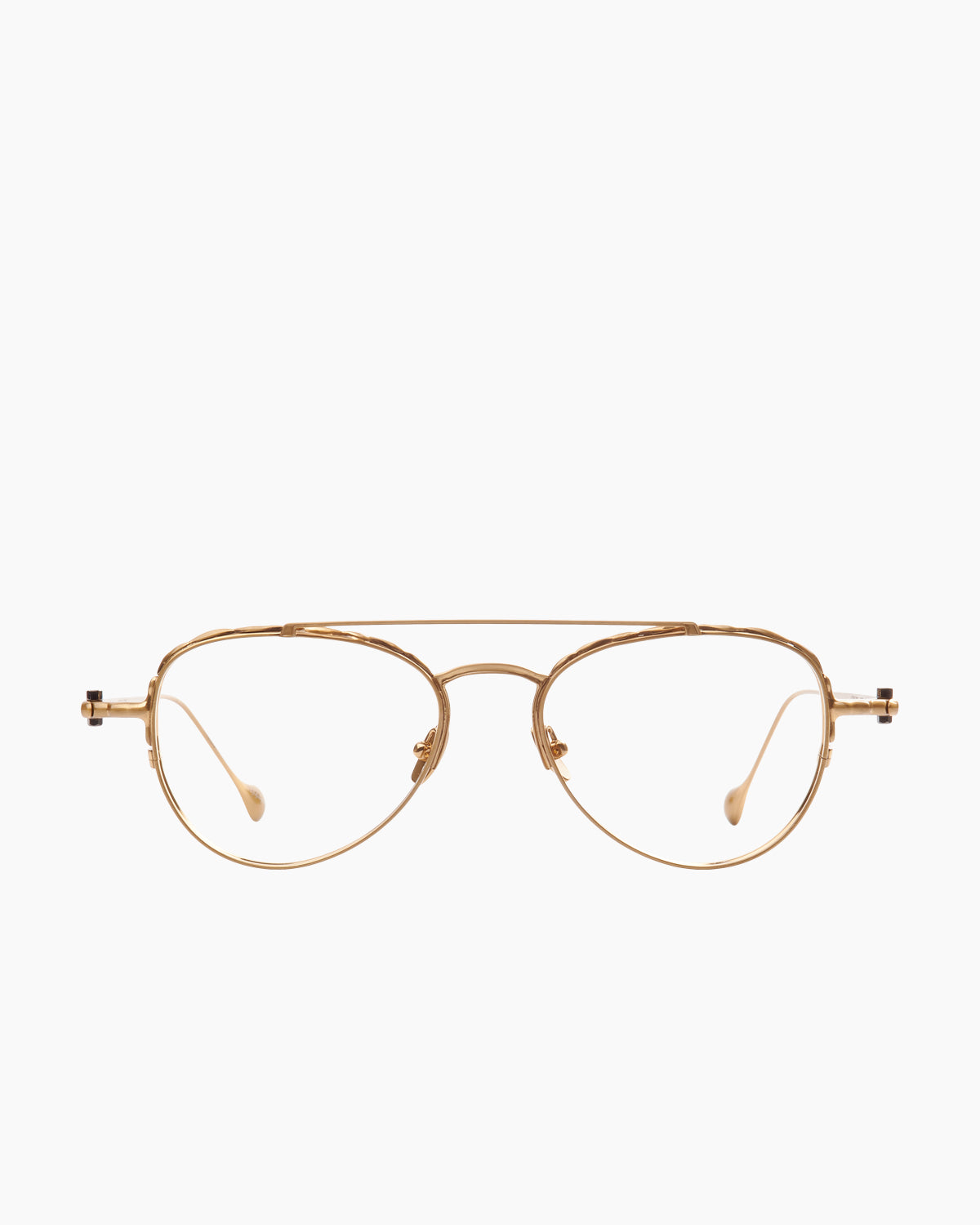 gold metal aviator eyeglasses by Yohji Yamamoto model Look018, front view, lunettes de vue aviateur couleur or