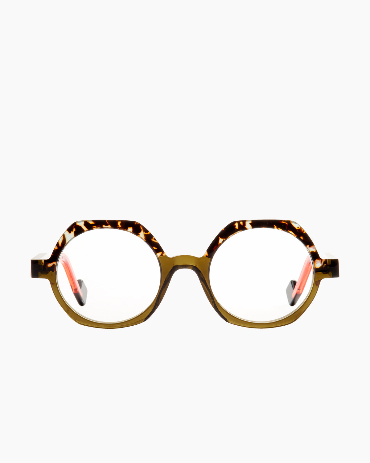 brown plastic round eyeglasses by Anne et Valentin model Lollipop, front view, lunettes de vue rond couleur brun