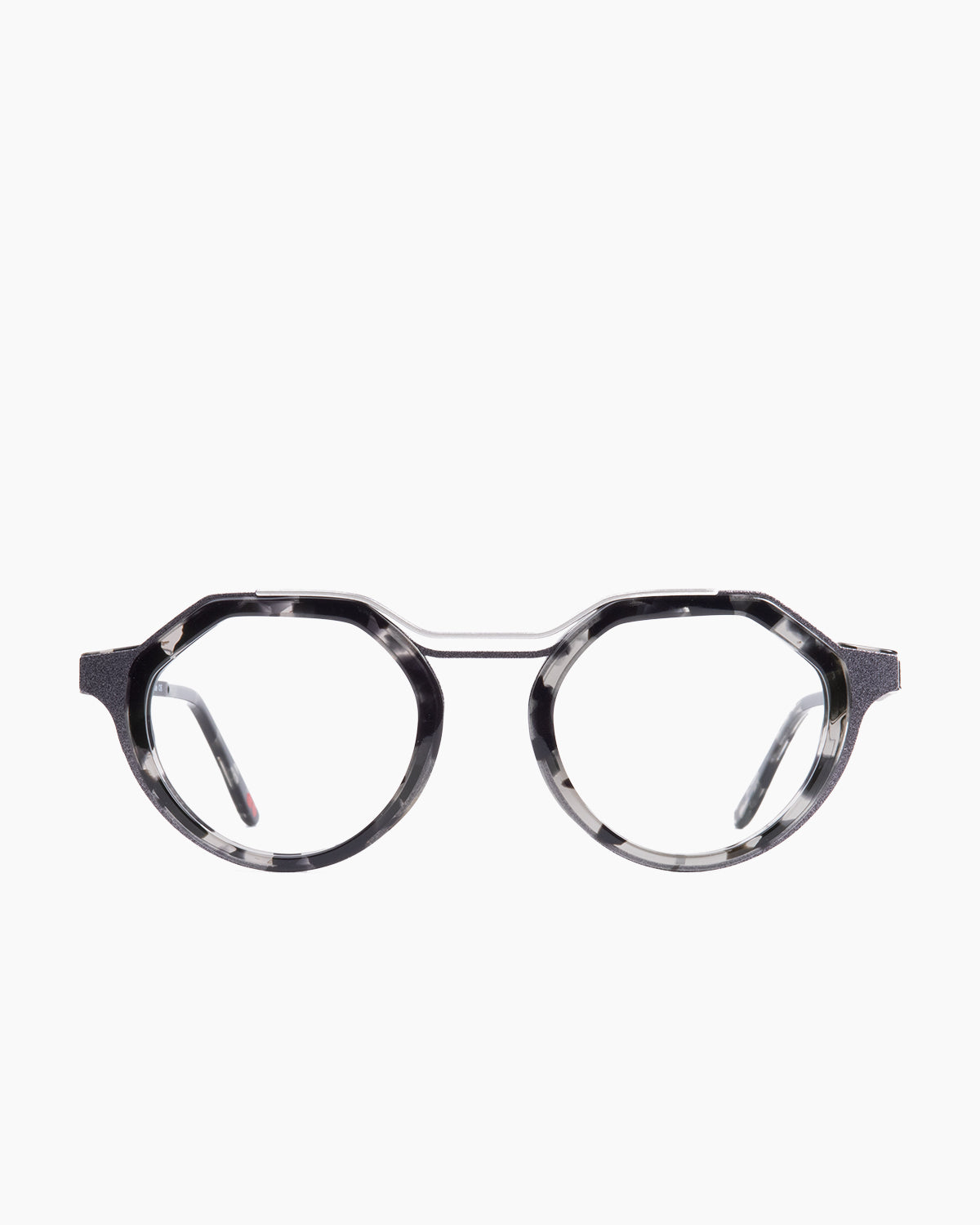 grey plastic round eyeglasses by La Petite Lunette Rouge model Maldena, front view, lunettes de vue Gris rond