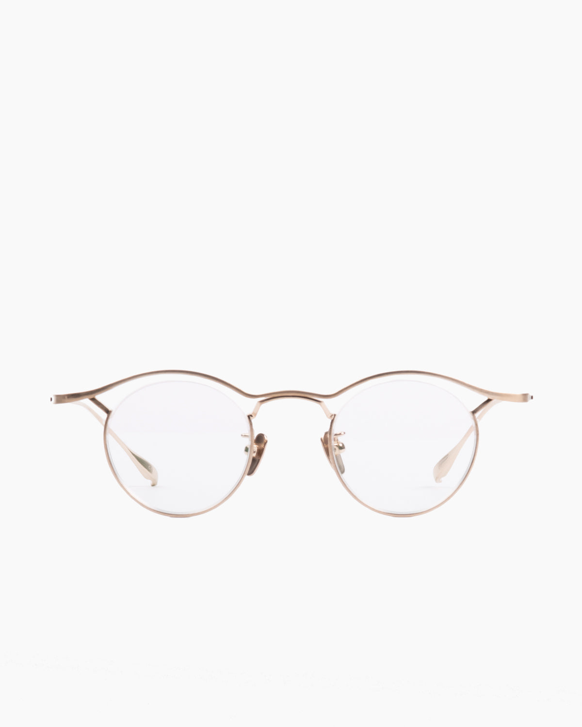 gold metal round eyeglasses by Factory 900 model MF001, front view, lunettes de vue or rond