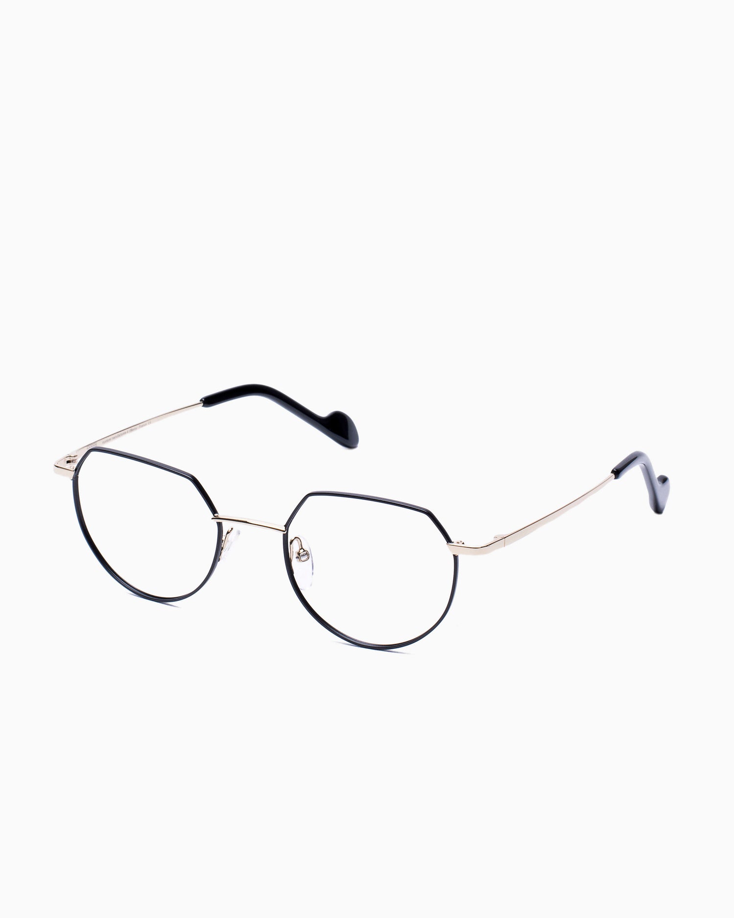 black metal round eyeglasses by Nao Ned model Fanch, front view, lunettes de vue Noir rond