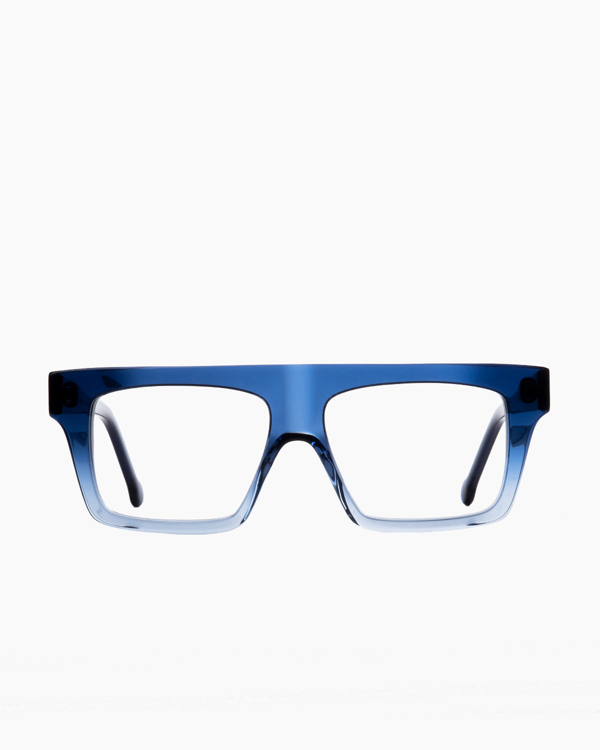 blue plastic rectangle eyeglasses by Marie-Sophie Dion model , front view, lunettes de vue bleu rectangle