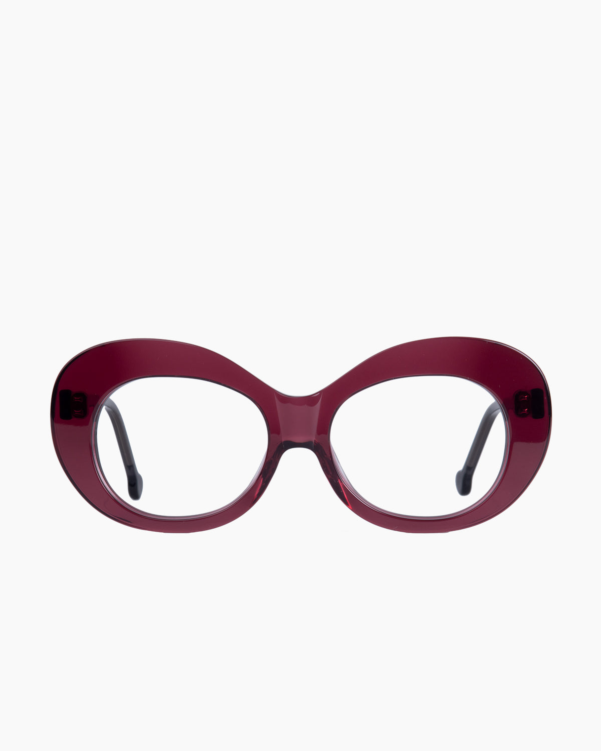 purple plastic oval eyeglasses by Marie-Sophie Dion model Morin, front view, lunettes de vue ovale couleur violet