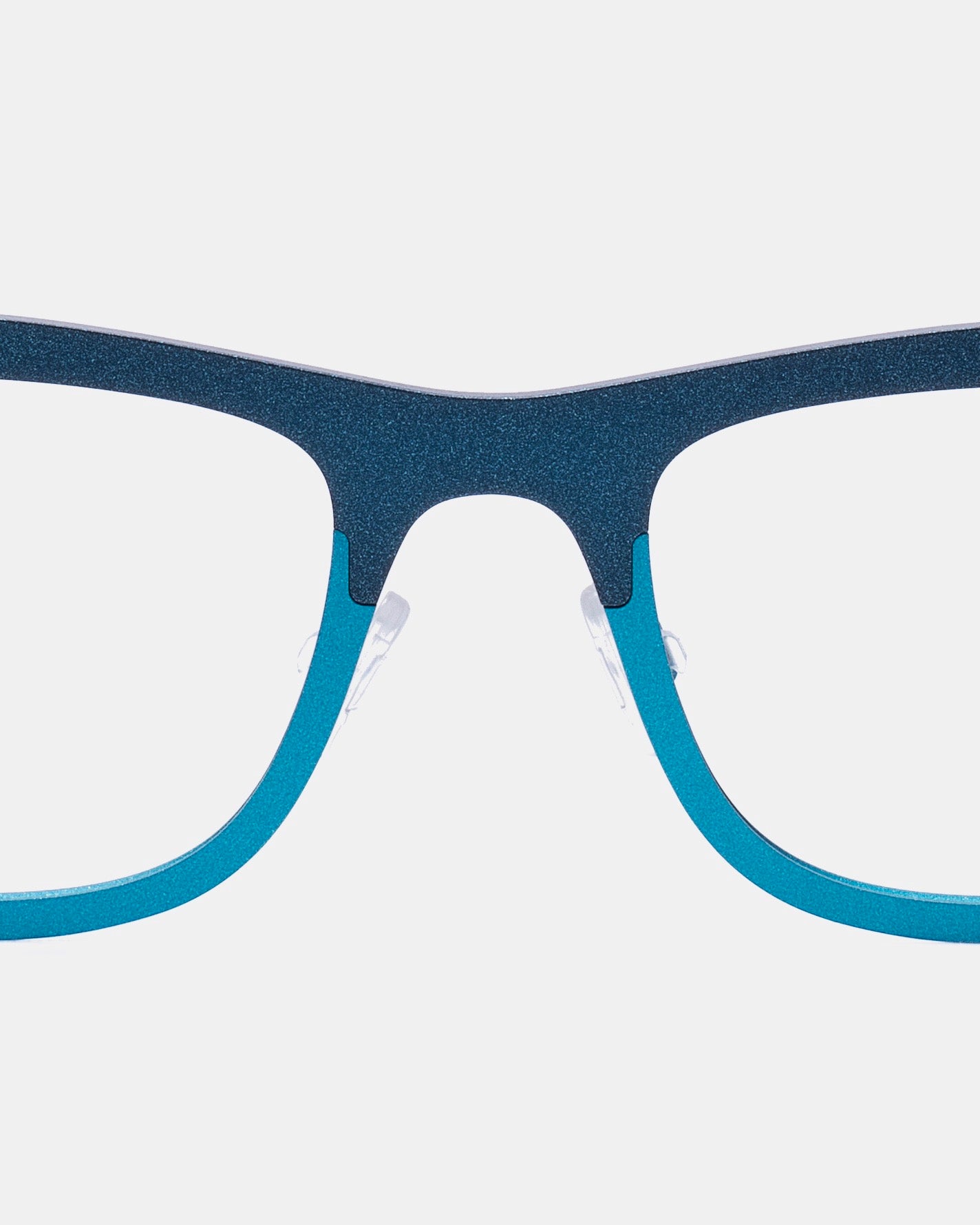 blue metal rectangle eyeglasses by Theo model mille+54, front view, lunettes de vue Bleu rectangle