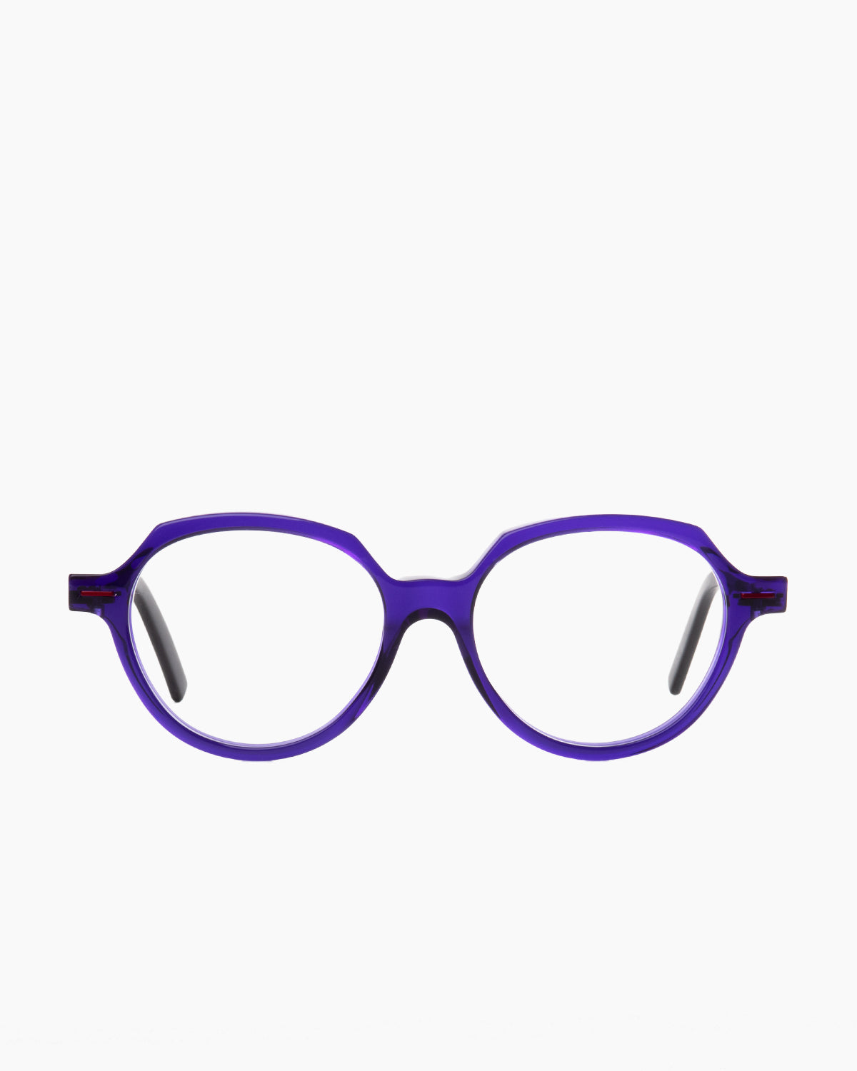 purple plastic round eyeglasses by Theo model Bro, front view, lunettes de vue rond couleur violet