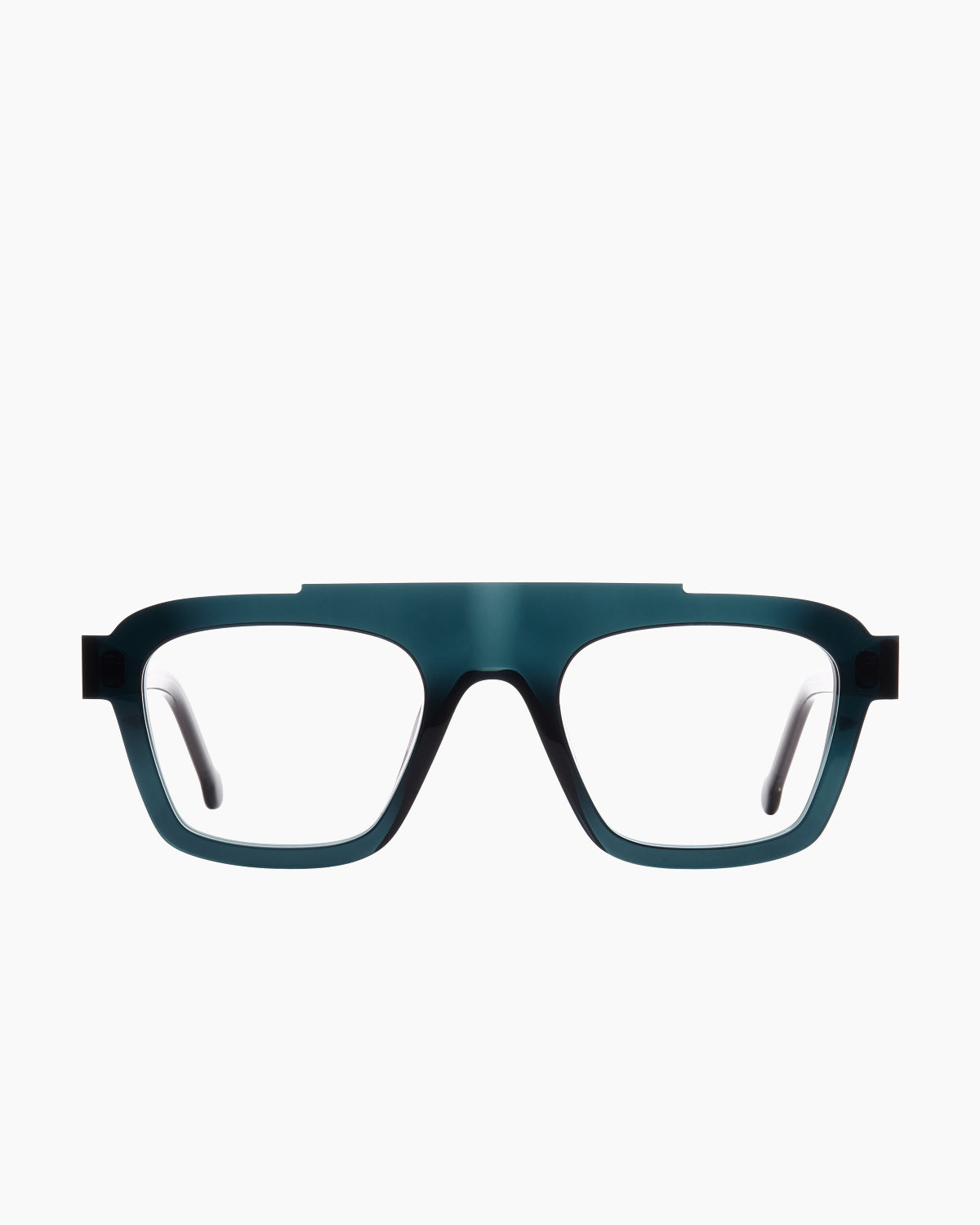 green plastic rectangle eyeglasses by Marie-Sophie Dion model nedelcup, front view, lunettes de vue rectangle couleur vert
