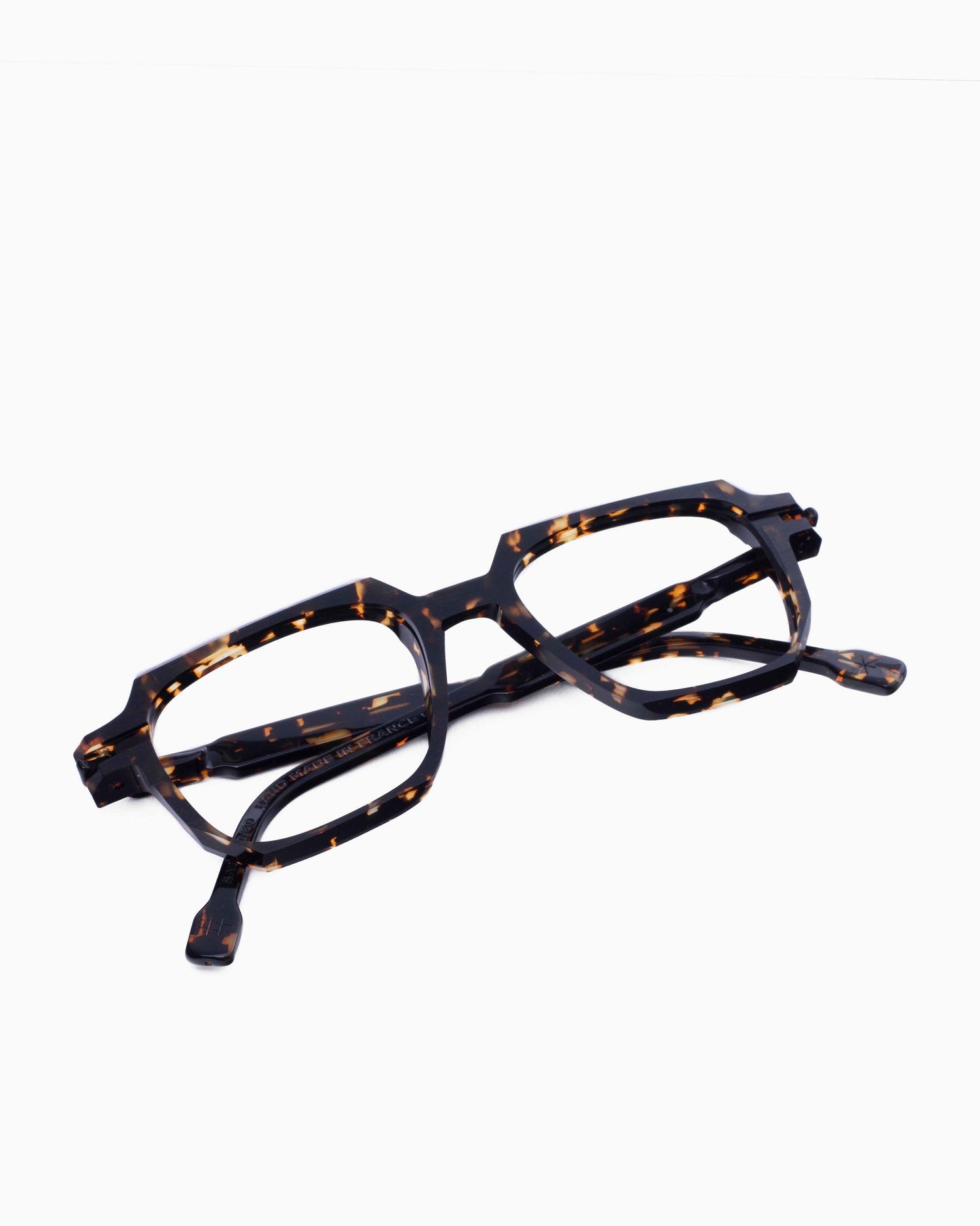tortoise plastic rectangle eyeglasses by PlasticDeLux model Saul, front view, lunettes de vue Écaille de tortue rectangle
