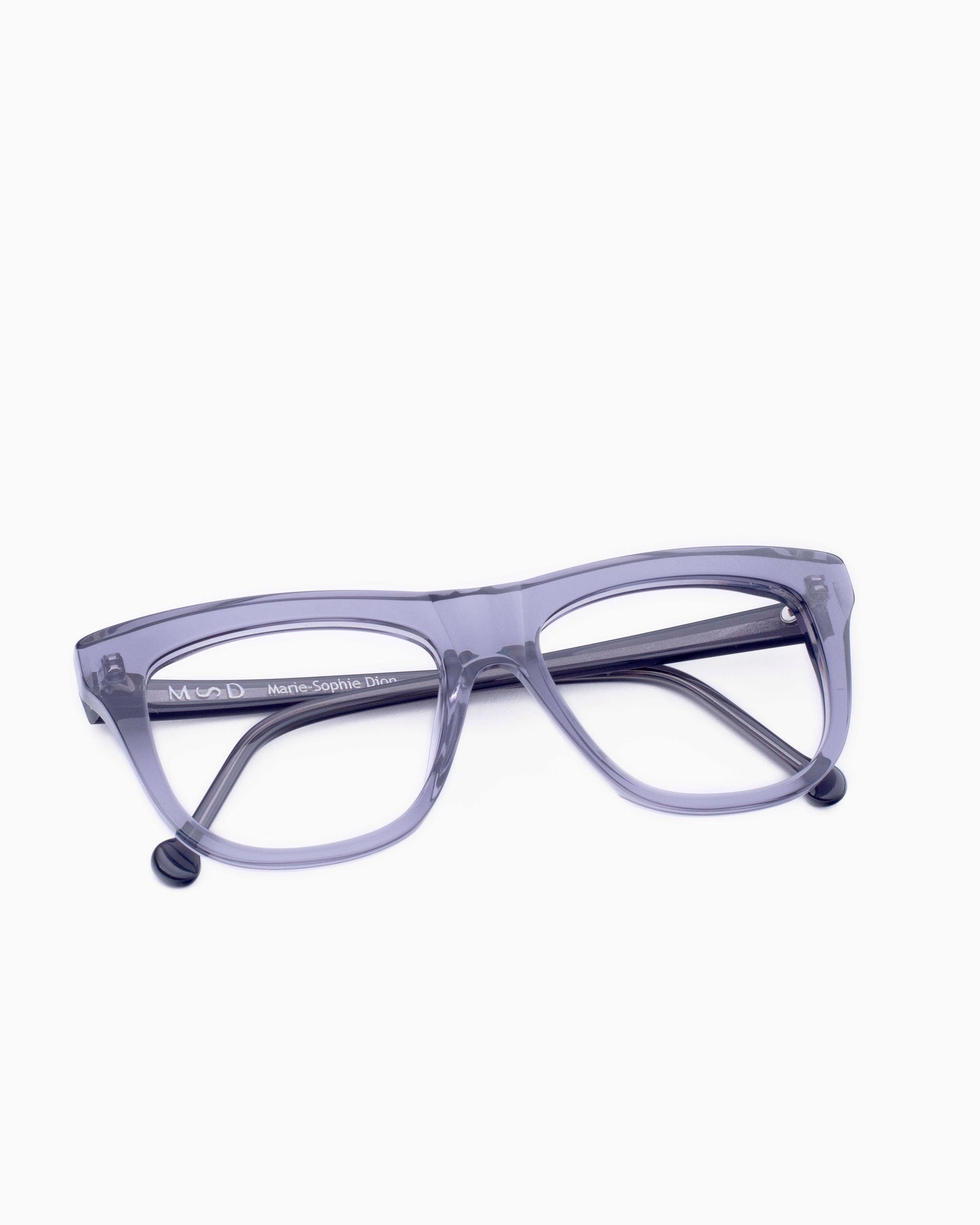 grey plastic rectangle eyeglasses by Marie-Sophie Dion model Pepin, front view, lunettes de vue rectangle couleur Gris
