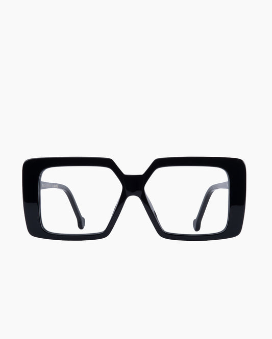 black plastic rectangle eyeglasses by Marie-Sophie Dion model Volta, front view, lunettes de vue rectangle couleur Noir