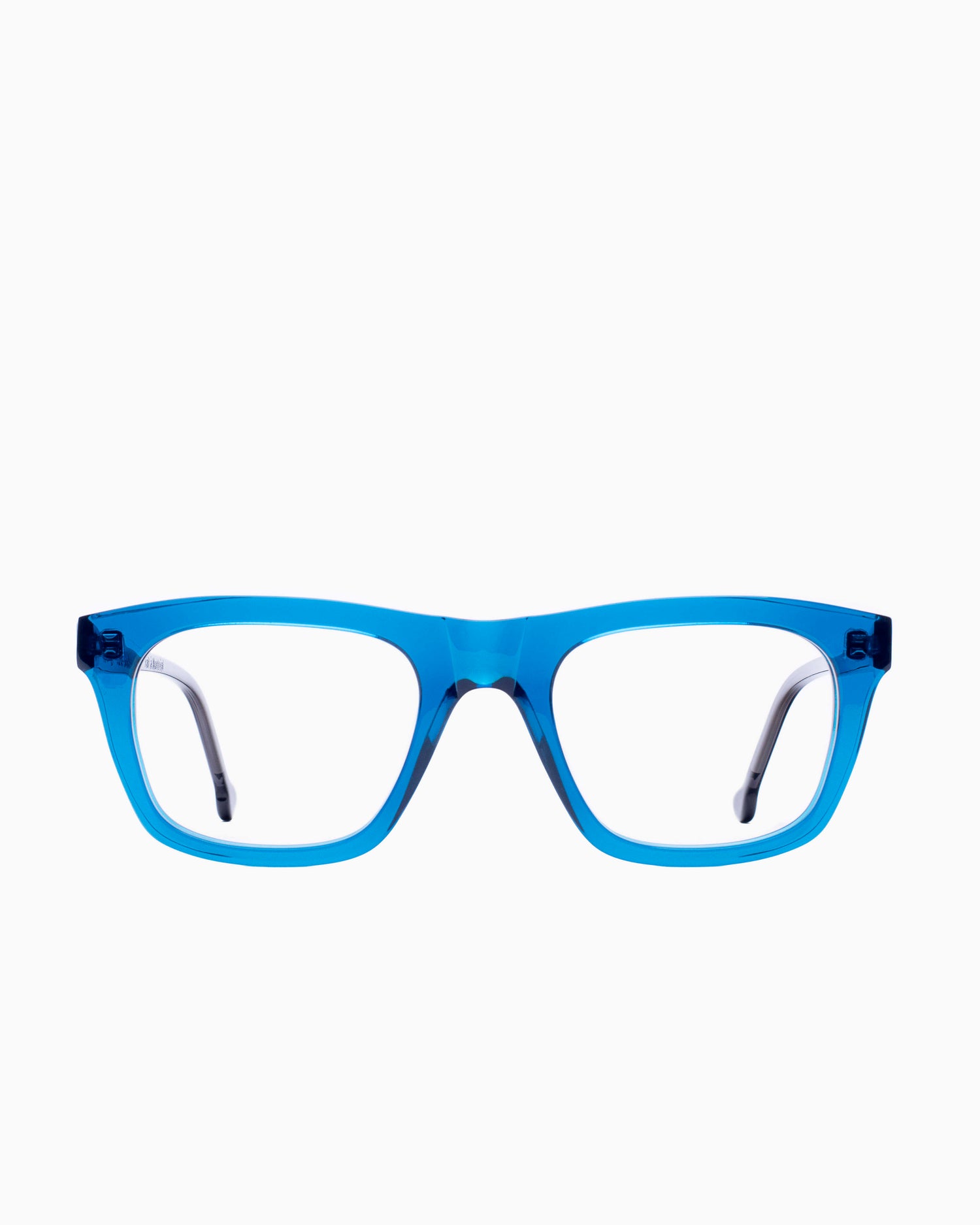 blue plastic rectangle eyeglasses by Marie-Sophie Dion model Hemingway, front view, lunettes de vue rectangle couleur Bleu