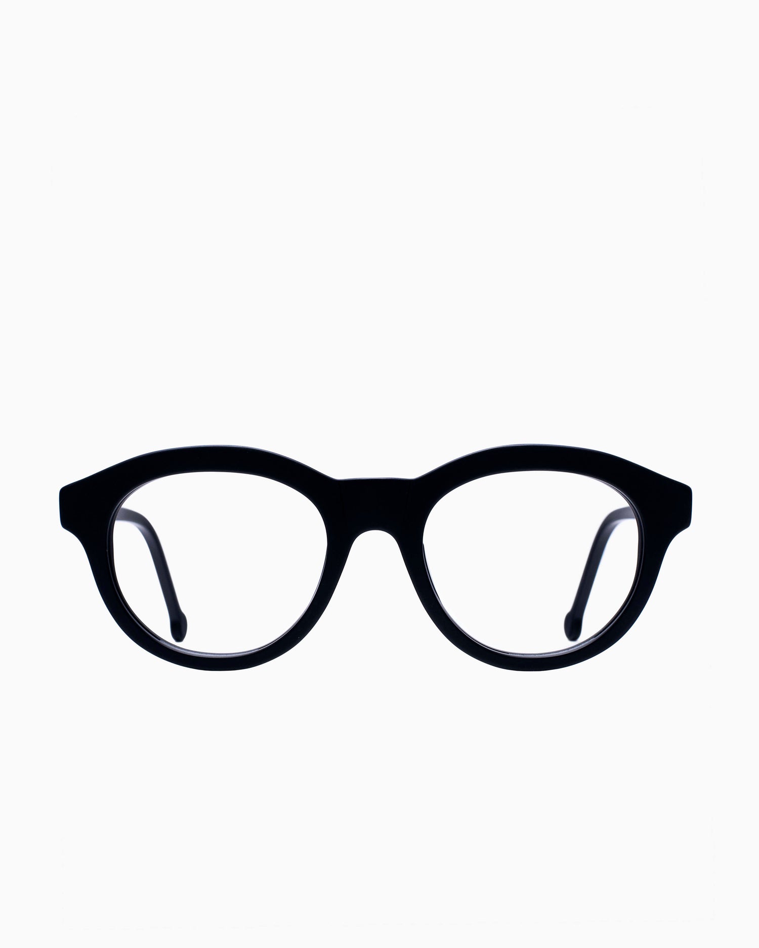 black plastic oval eyeglasses by Marie-Sophie Dion model Claus, front view, lunettes de vue ovale couleur Noir