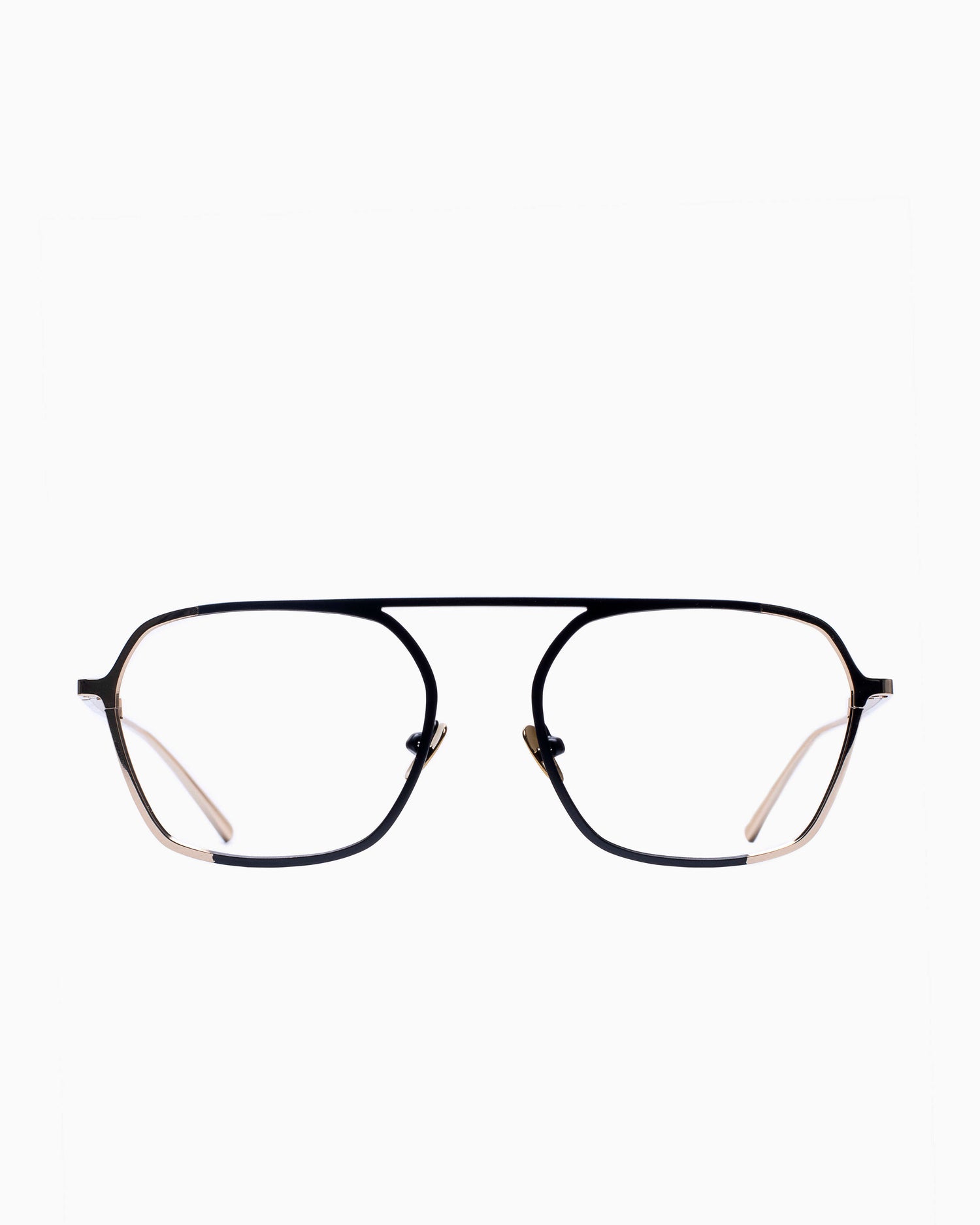 black metal aviator eyeglasses by Noego model Harmony1, front view, lunettes de vue Noir aviateur