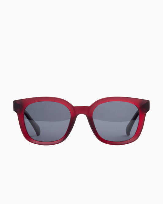 burgundy plastic rectangle  sunglassesby Evolve model ELS5, front view, lunettes de vue rectangle couleur bourgogne