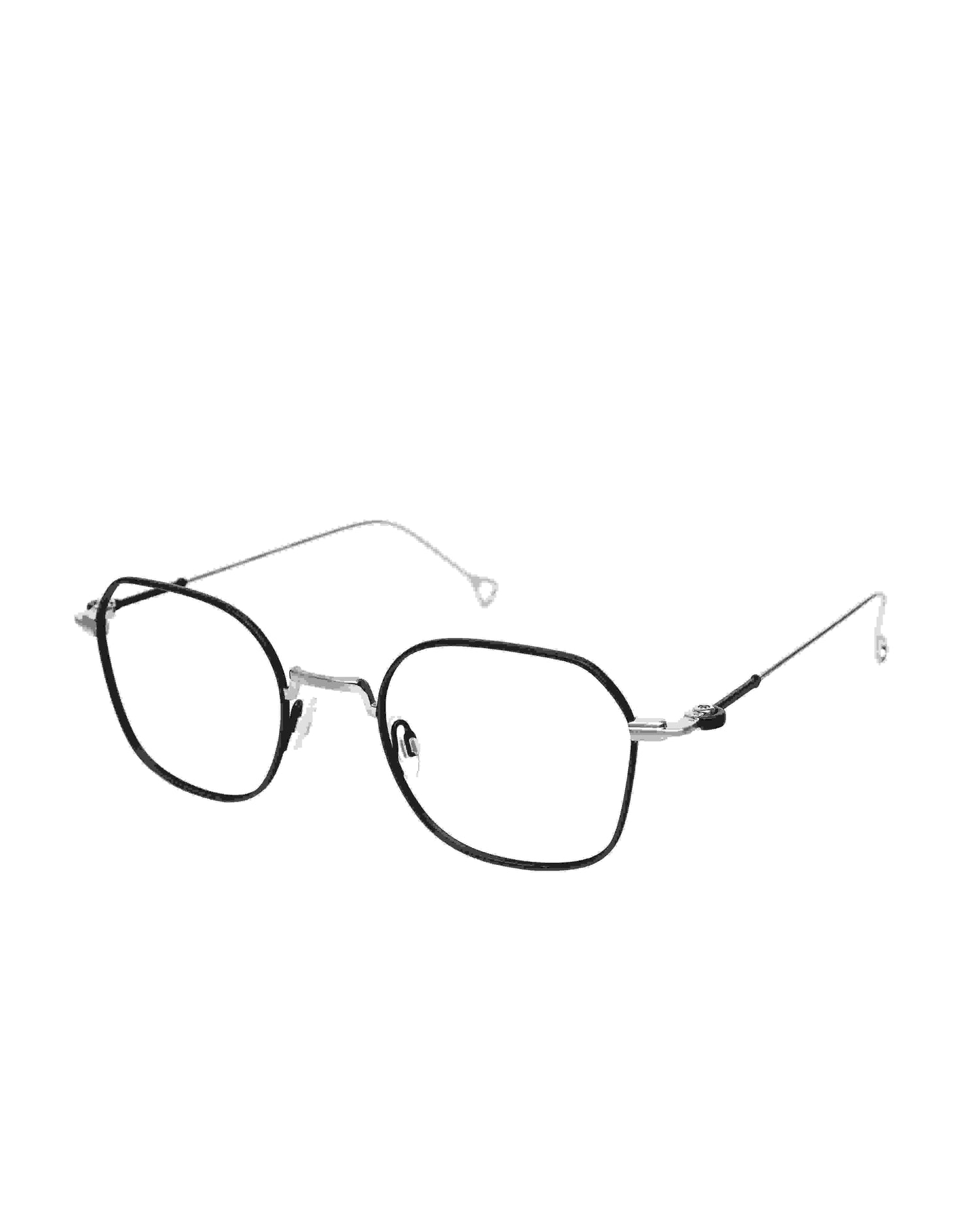 grey metal rectangle eyeglasses by Anne et Valentin model burton, front view, lunettes de vue Gris rectangle