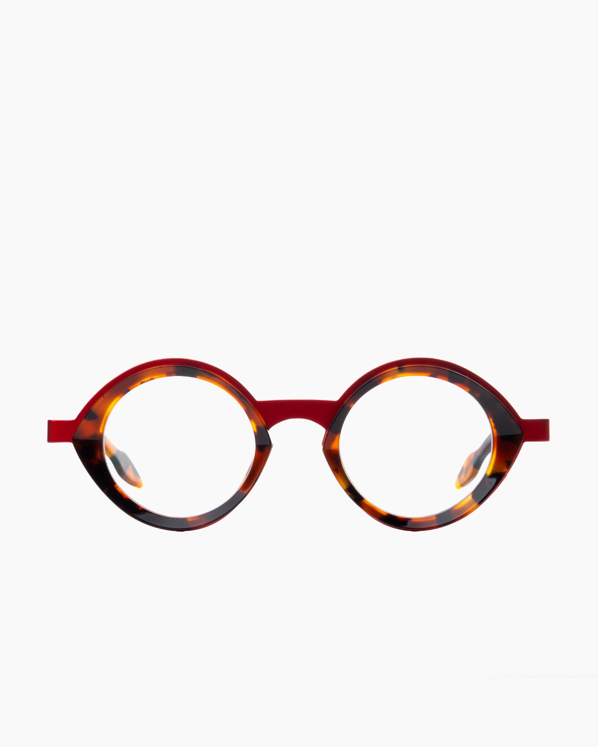 tortoise plastic round eyeglasses by Theo model , front view, lunettes de vue écaille de tortue rond