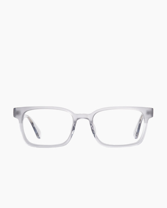 grey plastic rectangle eyeglasses by Evolve model RUSSEL, front view, lunettes de vue rectangle couleur gris
