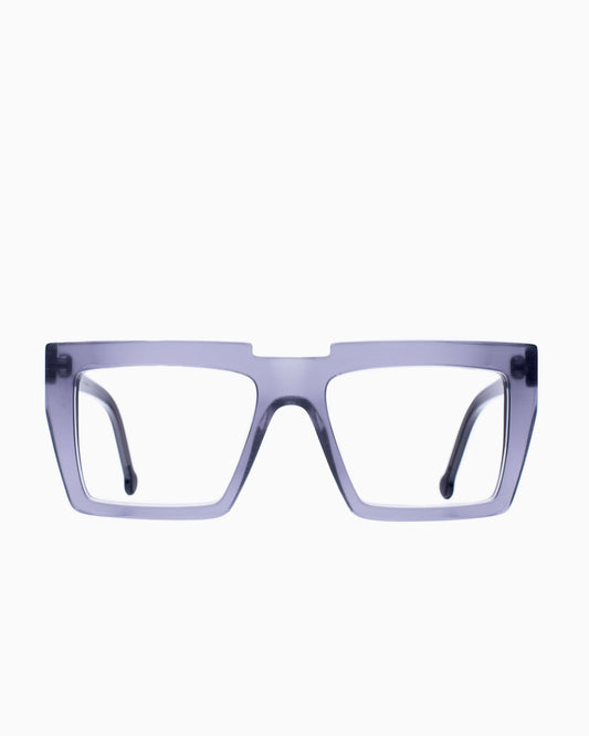 grey plastic rectangle by Marie-Sophie Dion model Bolduc, front view, lunettes de vue rectangle couleur Gris