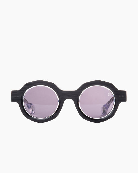 black plastic octogon  sunglassesby Blake Kuwahara model bk1029, front view, lunettes de vue octogone couleur noir