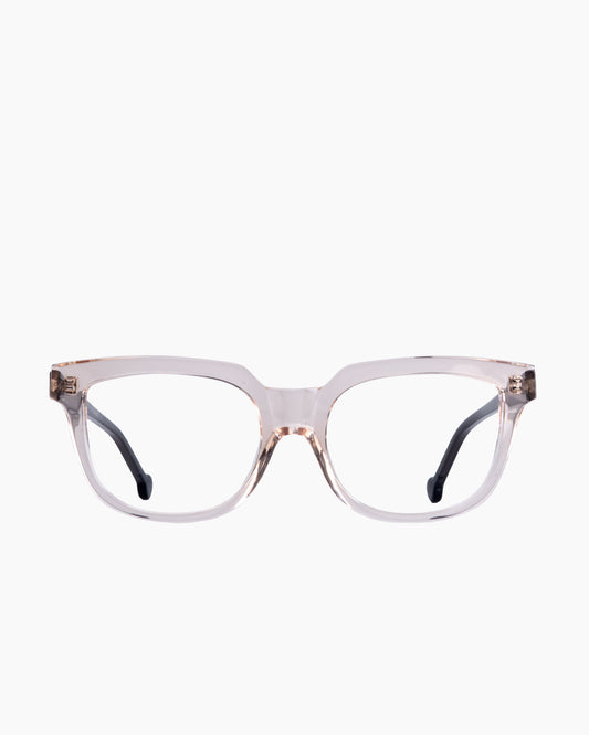 pink, beige plastic butterfly eyeglasses by Marie-Sophie Dion model Lachapelle, front view, lunettes de vue papillon couleur rose, beige