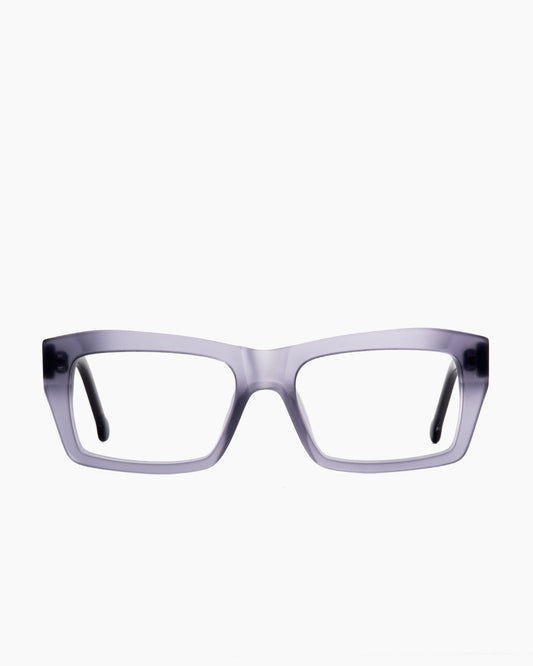 grey plastic rectangle eyeglasses by Marie-Sophie Dion model Zakaib, front view, lunettes de vue rectangle couleur gris
