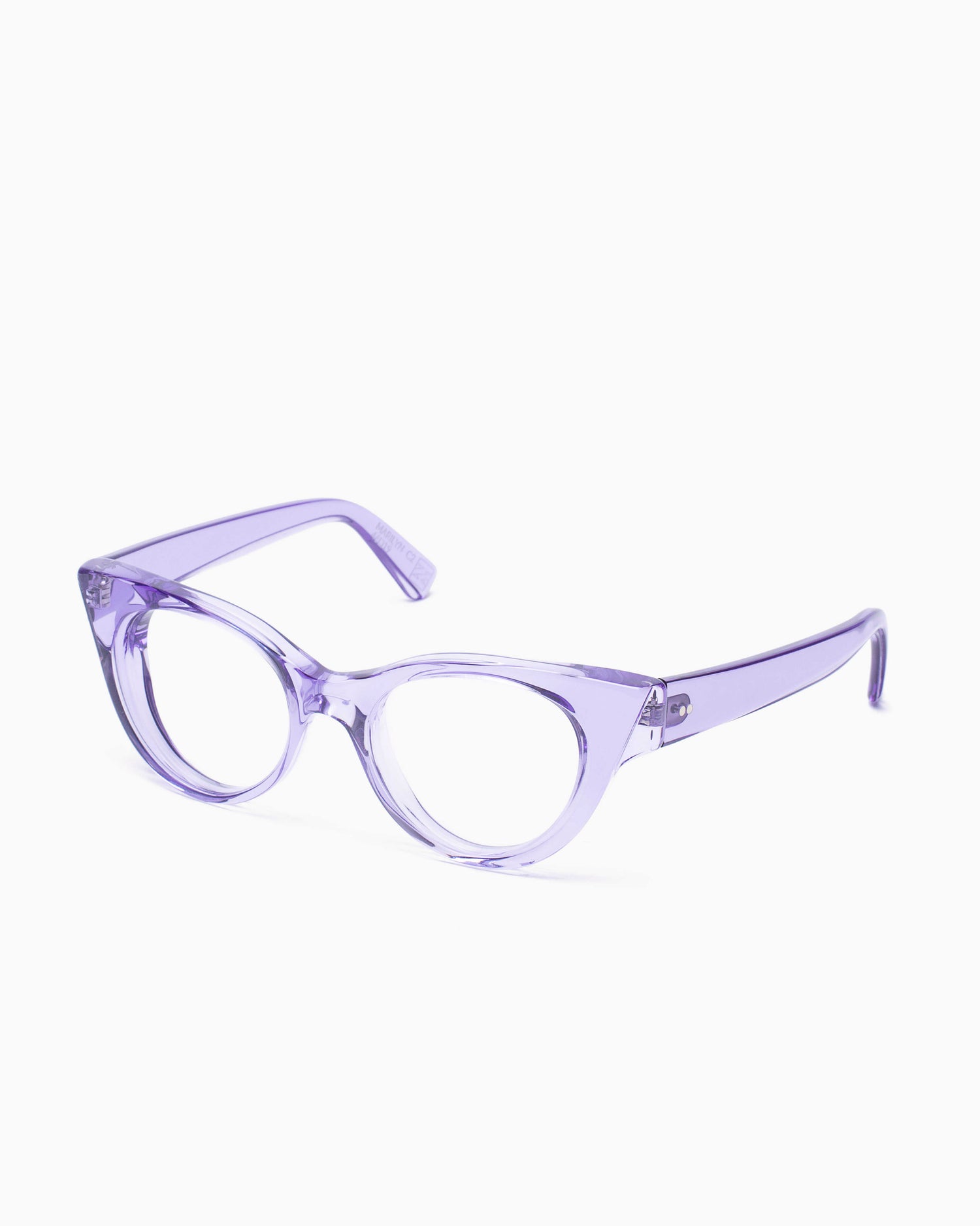 purple plastic cat eyeglasses by Kirk&Kirk model Marilyn, front view, lunettes de vue chat couleur violet
    >
  </div>
  <button class=