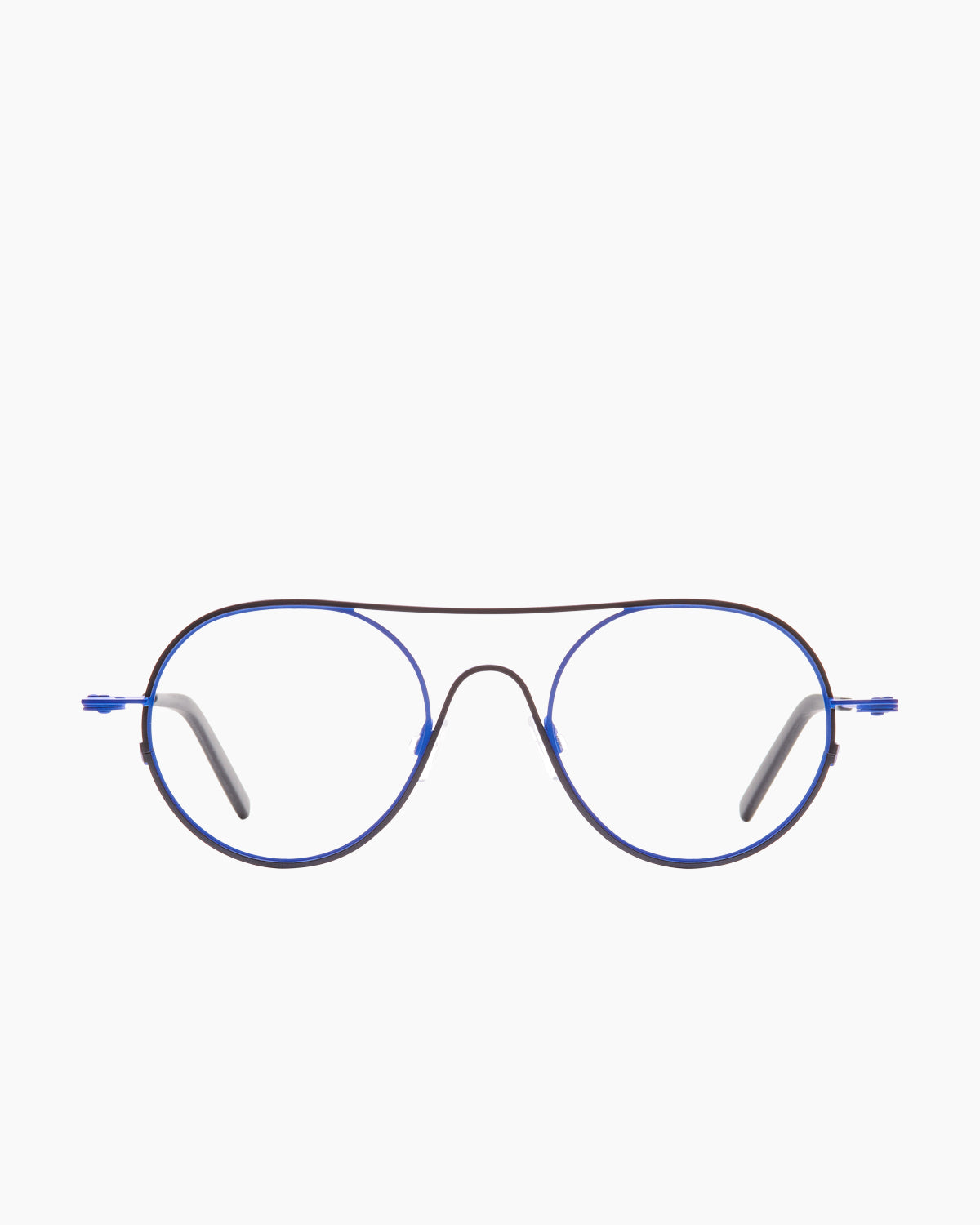 black metal round eyeglasses by Theo model , front view, lunettes de vue noir rond