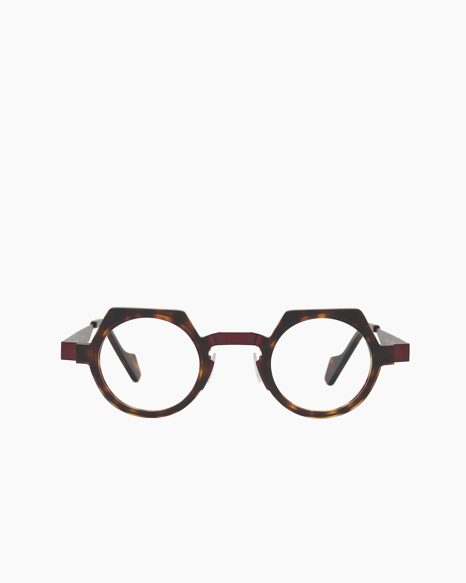 tortoise metal round eyeglasses by Anne et Valentin model Orlan, front view, lunettes de vue rond couleur Écaille de tortue