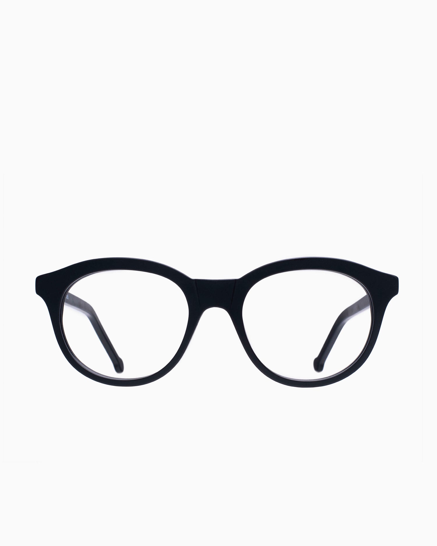 black plastic oval eyeglasses by Marie-Sophie Dion model Viel, front view, lunettes de vue ovale couleur Noir
