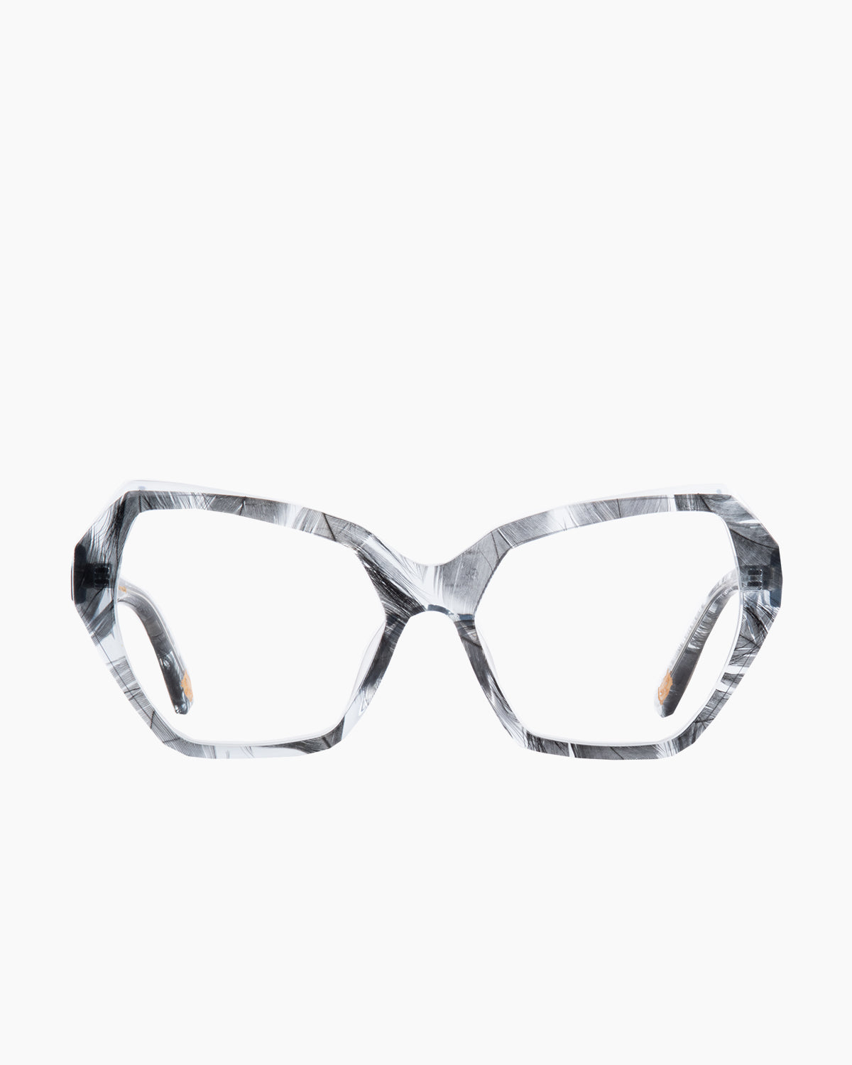 grey plastic butterfly eyeglasses by Spectacleeyeworks model Wendy, front view, lunettes de vue Gris papillon