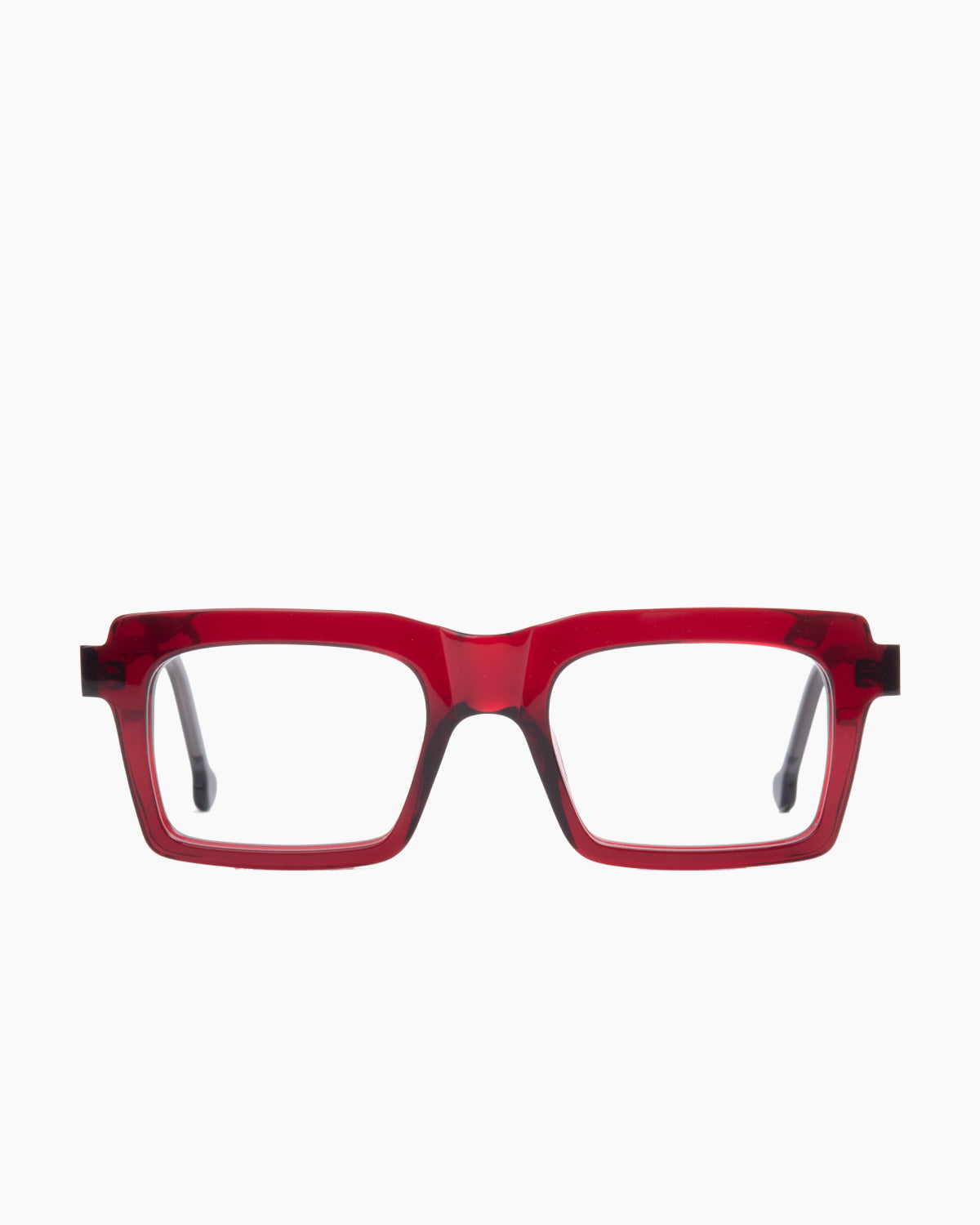 burgundy plastic rectangle eyeglasses by Marie-Sophie Dion model Jofa, front view, lunettes de vue rectangle couleur bourgogne