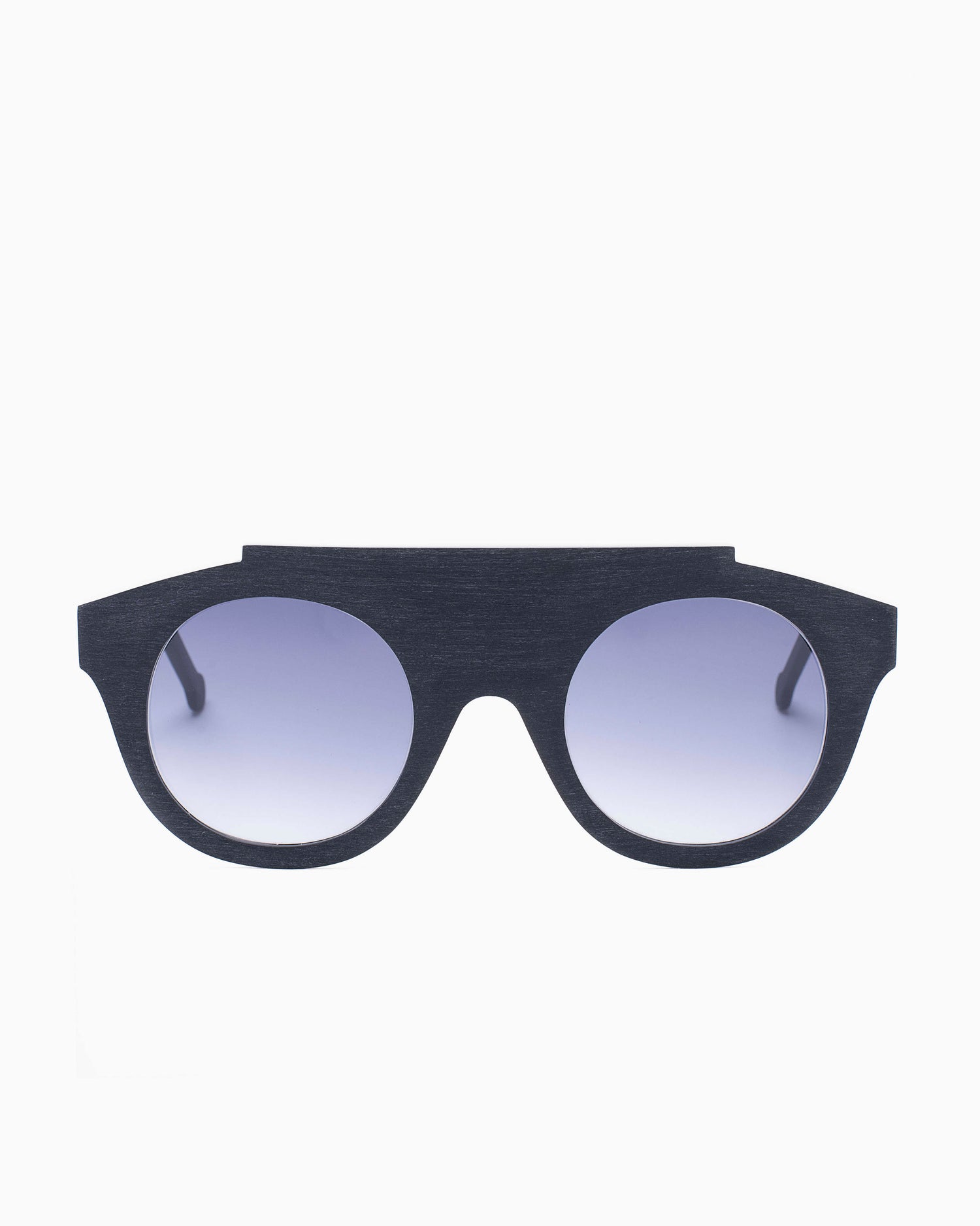 black plastic aviator  sunglassesby Marie-Sophie Dion model Buxton.S ST, front view, lunettes de vue aviateur couleur Noir