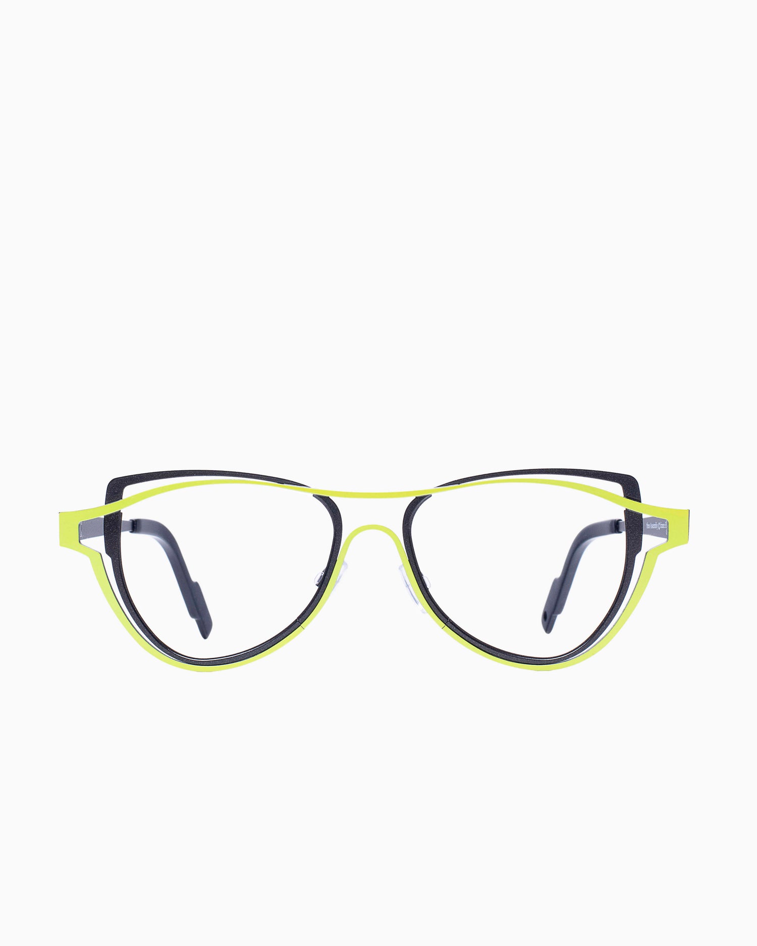 yellow metal aviator eyeglasses by Theo model Assembly, front view, lunettes de vue Jaune aviateur