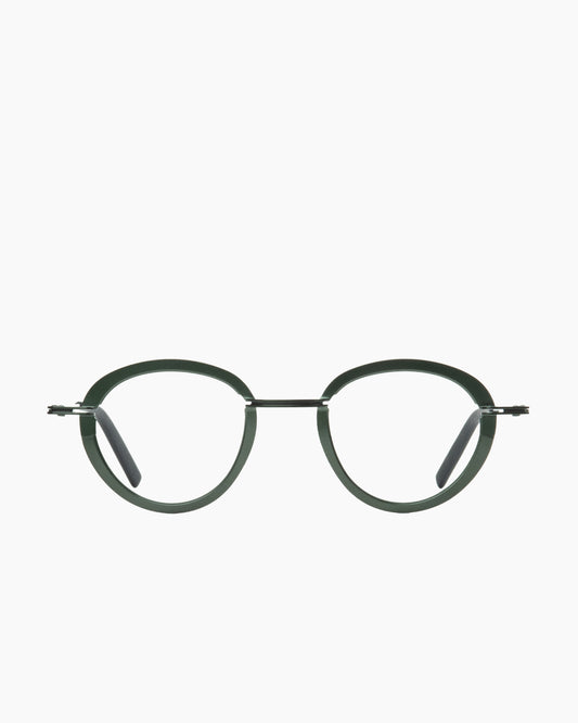green metal oval eyeglasses by Theo model Sensational, front view, lunettes de vue ovale couleur vert