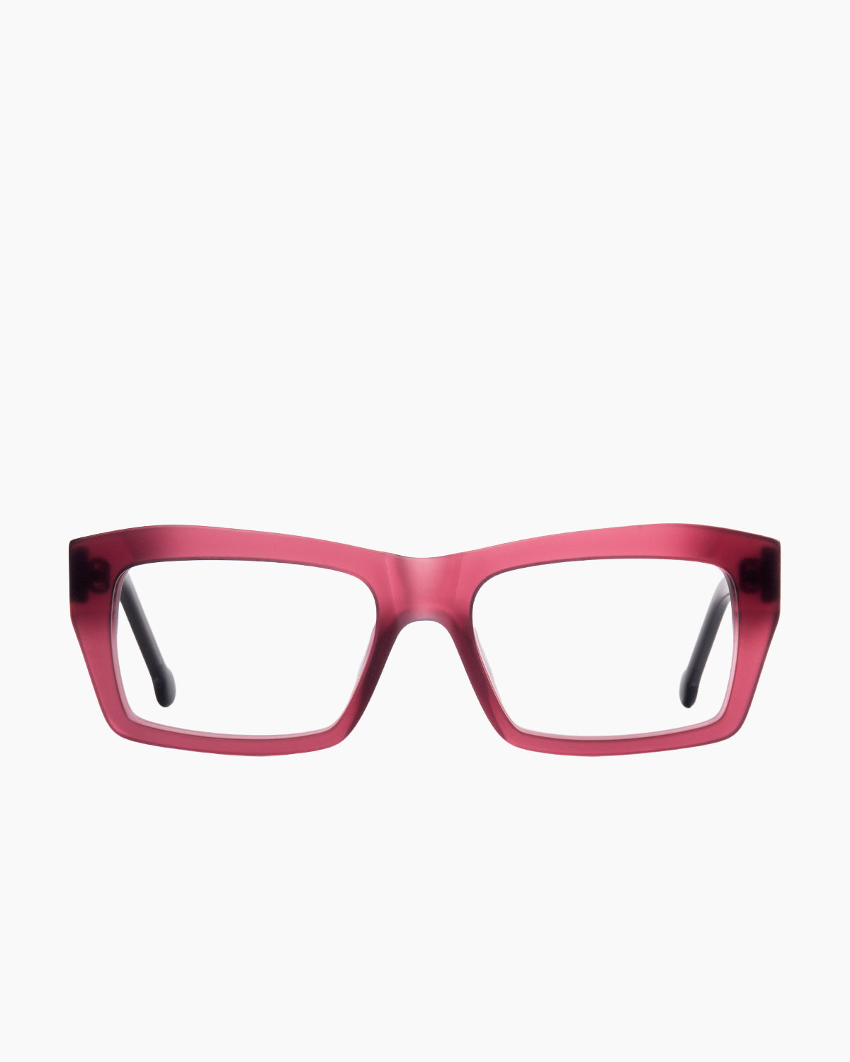 purple plastic rectangle eyeglasses by Marie-Sophie Dion model Zakaib, front view, lunettes de vue rectangle couleur violet