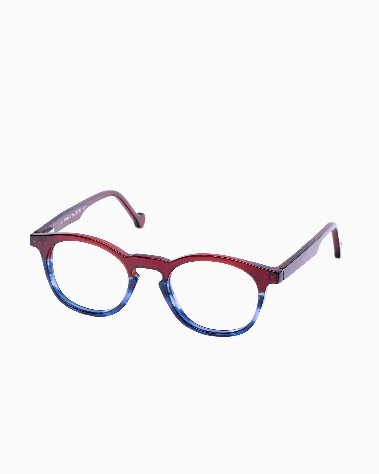 red plastic round eyeglasses by Anne et Valentin Kids model Milo, front view, lunettes de vue Rouge rond