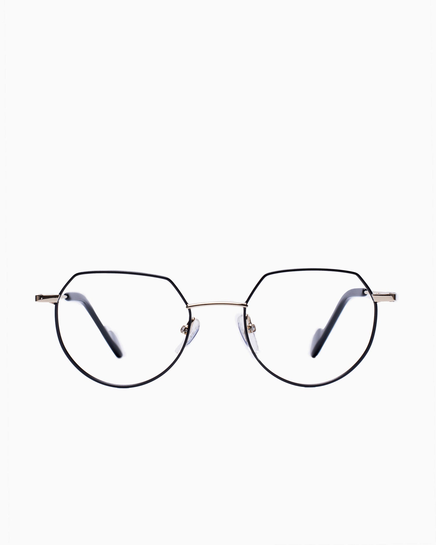 black metal round eyeglasses by Nao Ned model Fanch, front view, lunettes de vue Noir rond