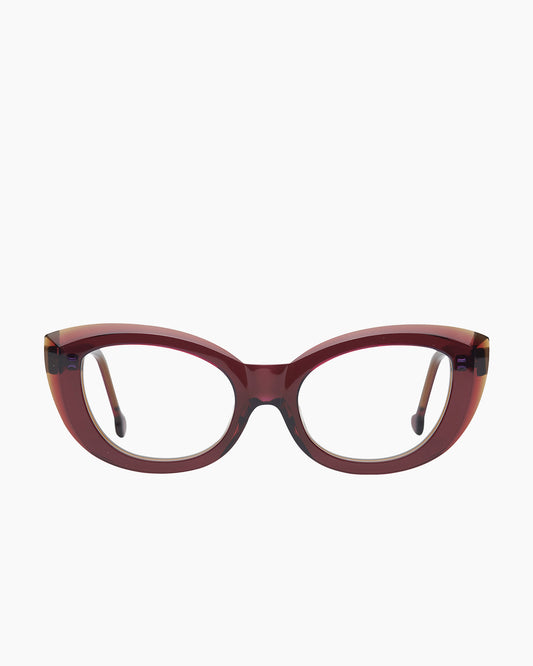 brown plastic cat eyeglasses by Marie-Sophie Dion model Myre, front view, lunettes de vue chat couleur Brun