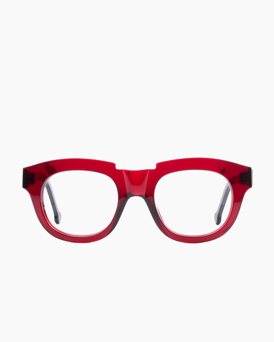 burgundy plastic oval eyeglasses by Marie-Sophie Dion model Dufresne, front view, lunettes de vue ovale couleur bourgogne