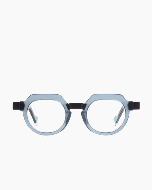 grey plastic round eyeglasses by Anne et Valentin model raw6, front view, lunettes de vue rond couleur Gris