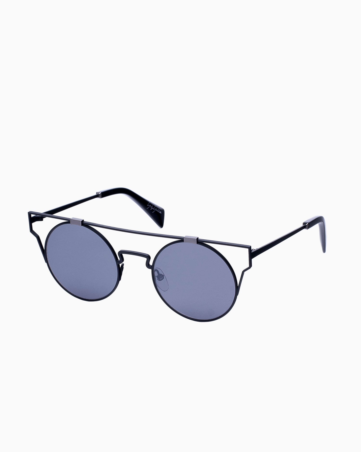 black metal round eyeglasses by Yohji Yamamoto model 7024, front view, lunettes de vue Noir rond