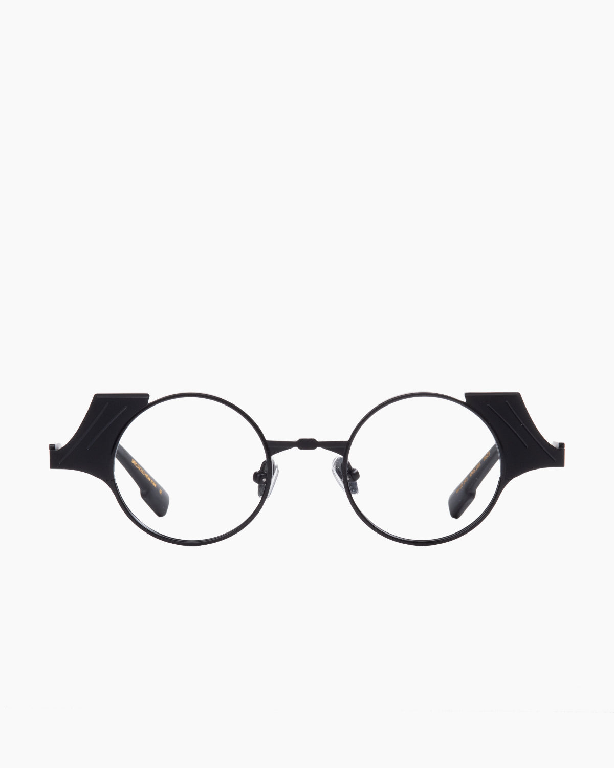 black metal round eyeglasses by Gamine model KERAMEIKOS, front view, lunettes de vue noir rond