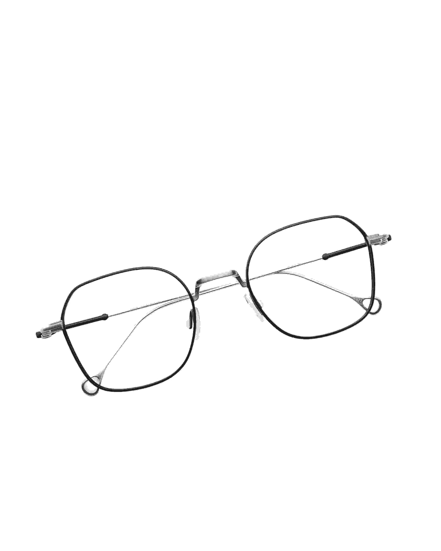 grey metal rectangle eyeglasses by Anne et Valentin model burton, front view, lunettes de vue Gris rectangle