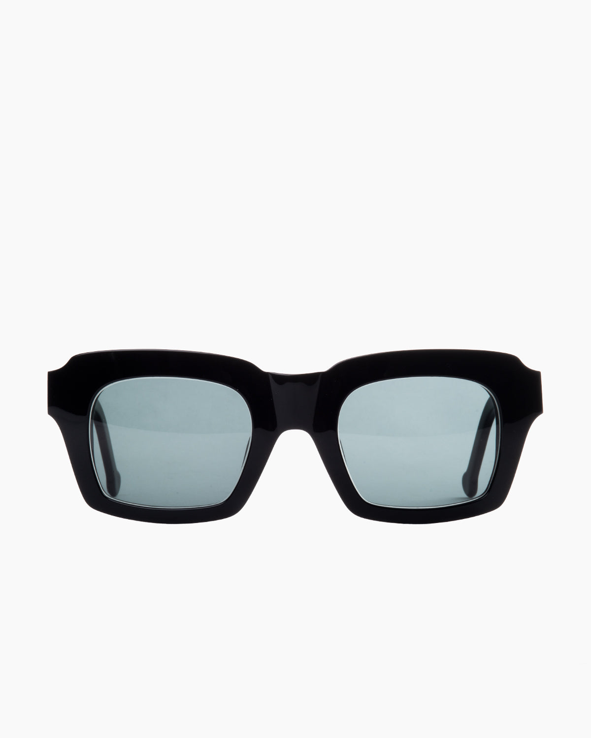 black plastic rectangle  sunglassesby Marie-Sophie Dion model , front view, lunettes de vue Noir rectangle