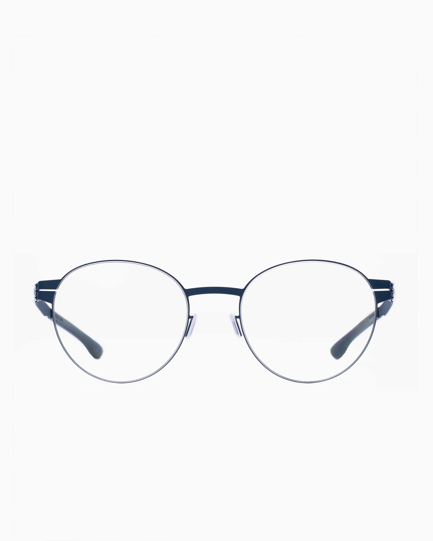 blue metal round eyeglasses by Ic Berlin model SandraS, front view, lunettes de vue Bleu rond