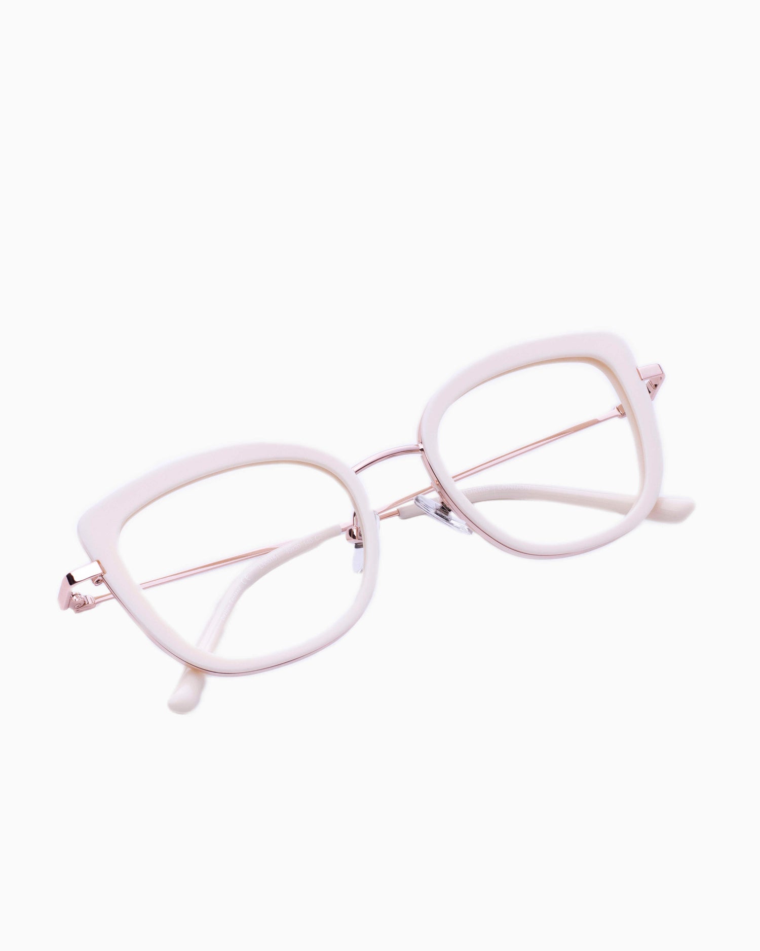 beige metal butterfly eyeglasses by William Morris model LN50151, front view, lunettes de vue Beige papillon