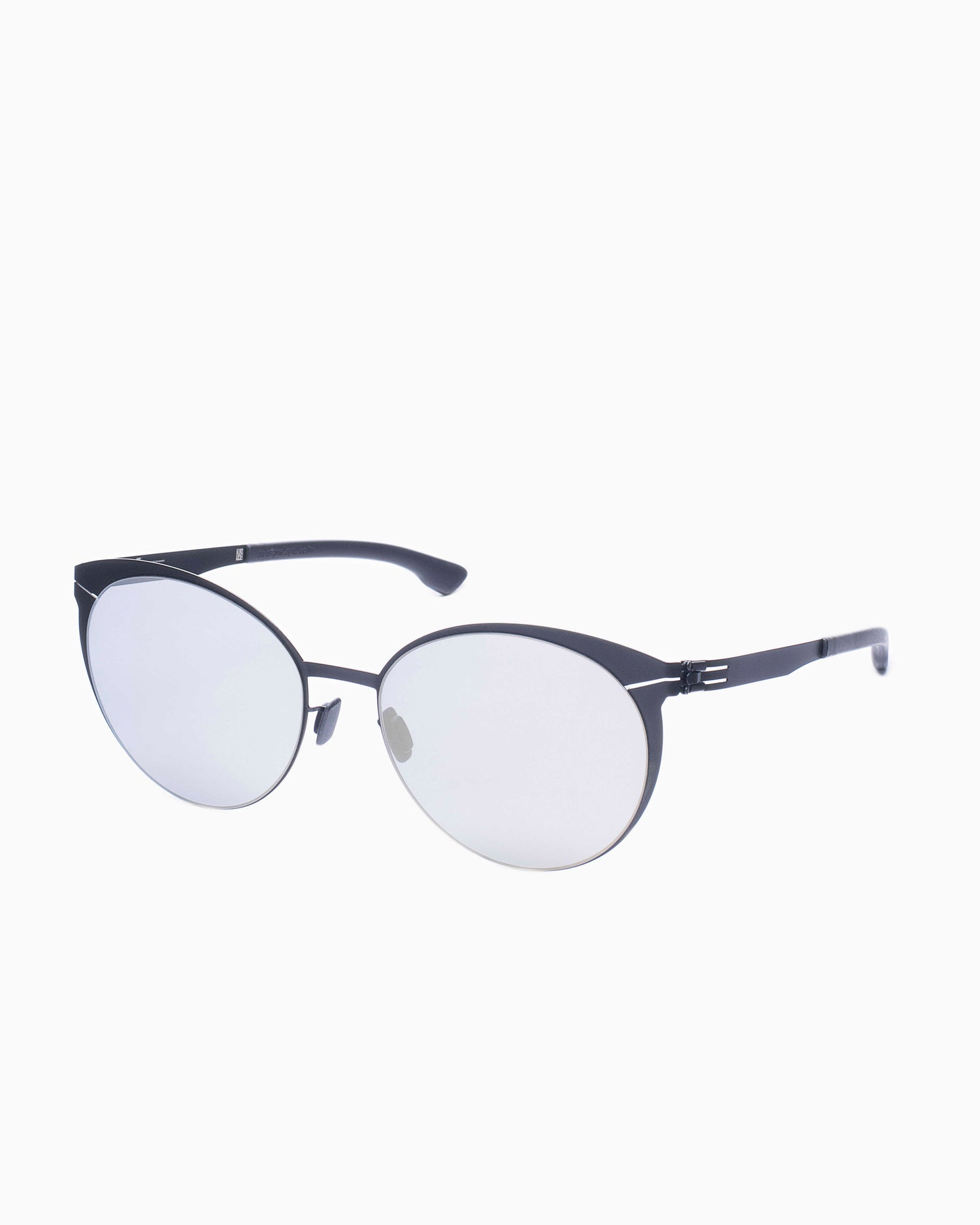 black metal cat  sunglassesby Ic Berlin model josephines, front view, lunettes de vue Noir 