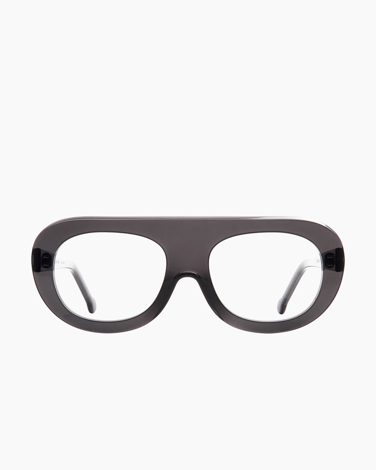 grey plastic aviator eyeglasses by Marie-Sophie Dion model Brunelle, front view, lunettes de vue aviateur couleur gris